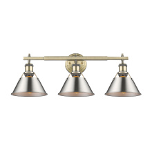 Golden 3306-BA3 AB-PW - Yep by Golden Lighting Orwell 3-light Vanity in Aged Brass and Pewter shade